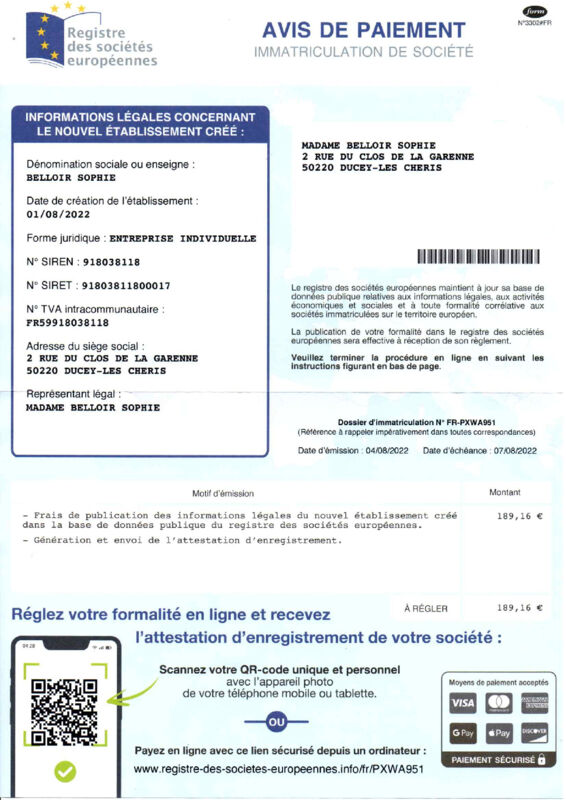 Registre des sociétés européennes Arnaque financière